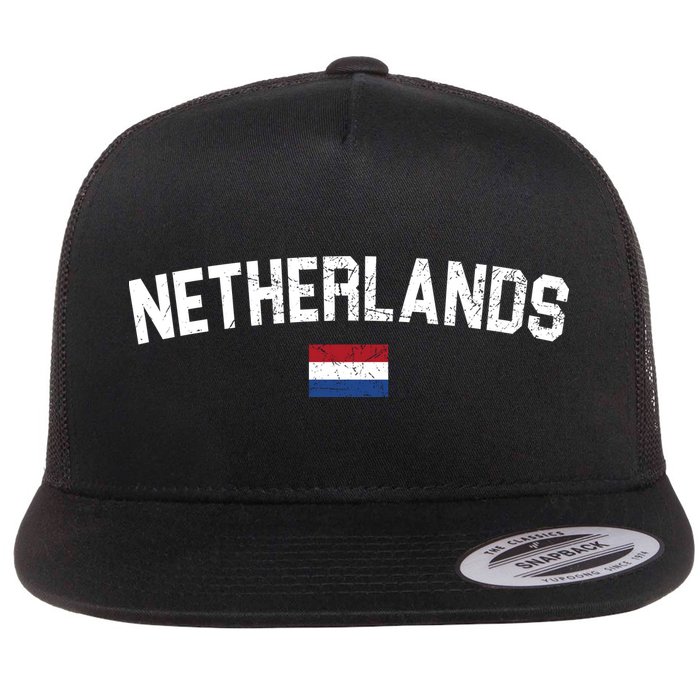 Netherlands Retro Vintage Flag Flat Bill Trucker Hat