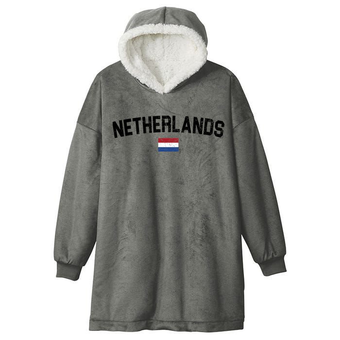 Netherlands Retro Vintage Flag Hooded Wearable Blanket