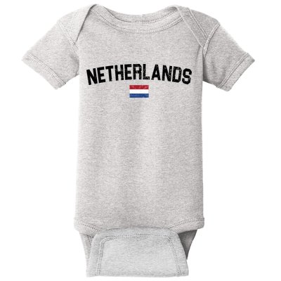 Netherlands Retro Vintage Flag Baby Bodysuit
