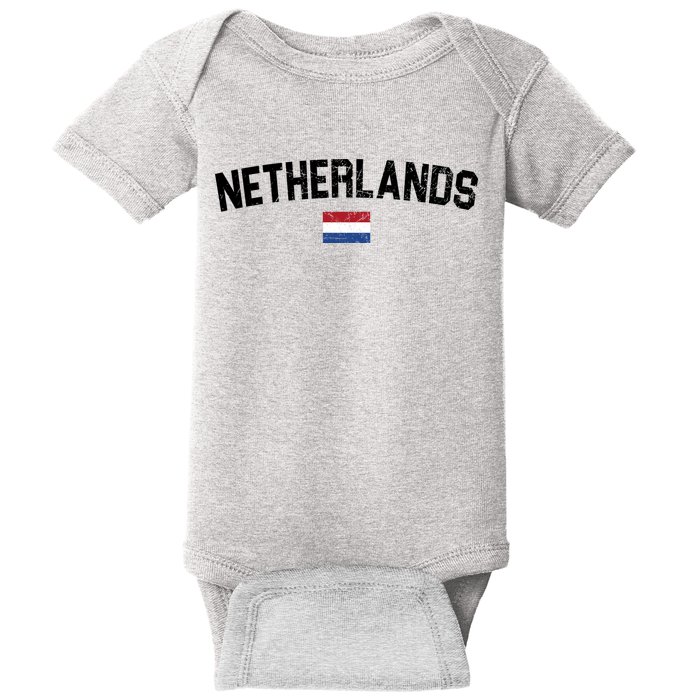 Netherlands Retro Vintage Flag Baby Bodysuit