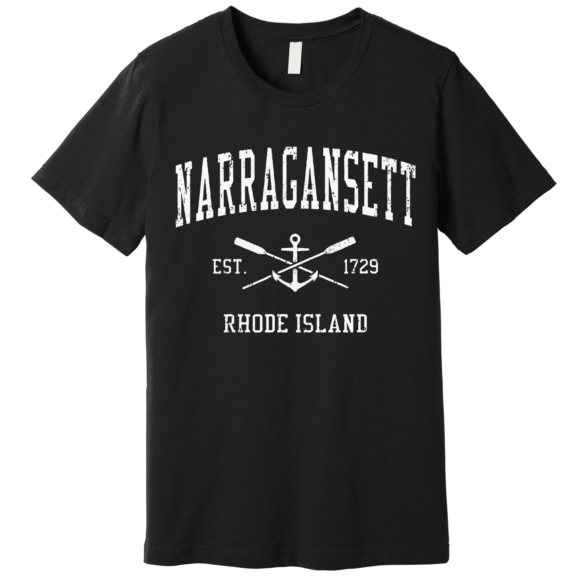 Narragansett RI Vintage Crossed Oars & Boat Anchor Sports Premium T-Shirt