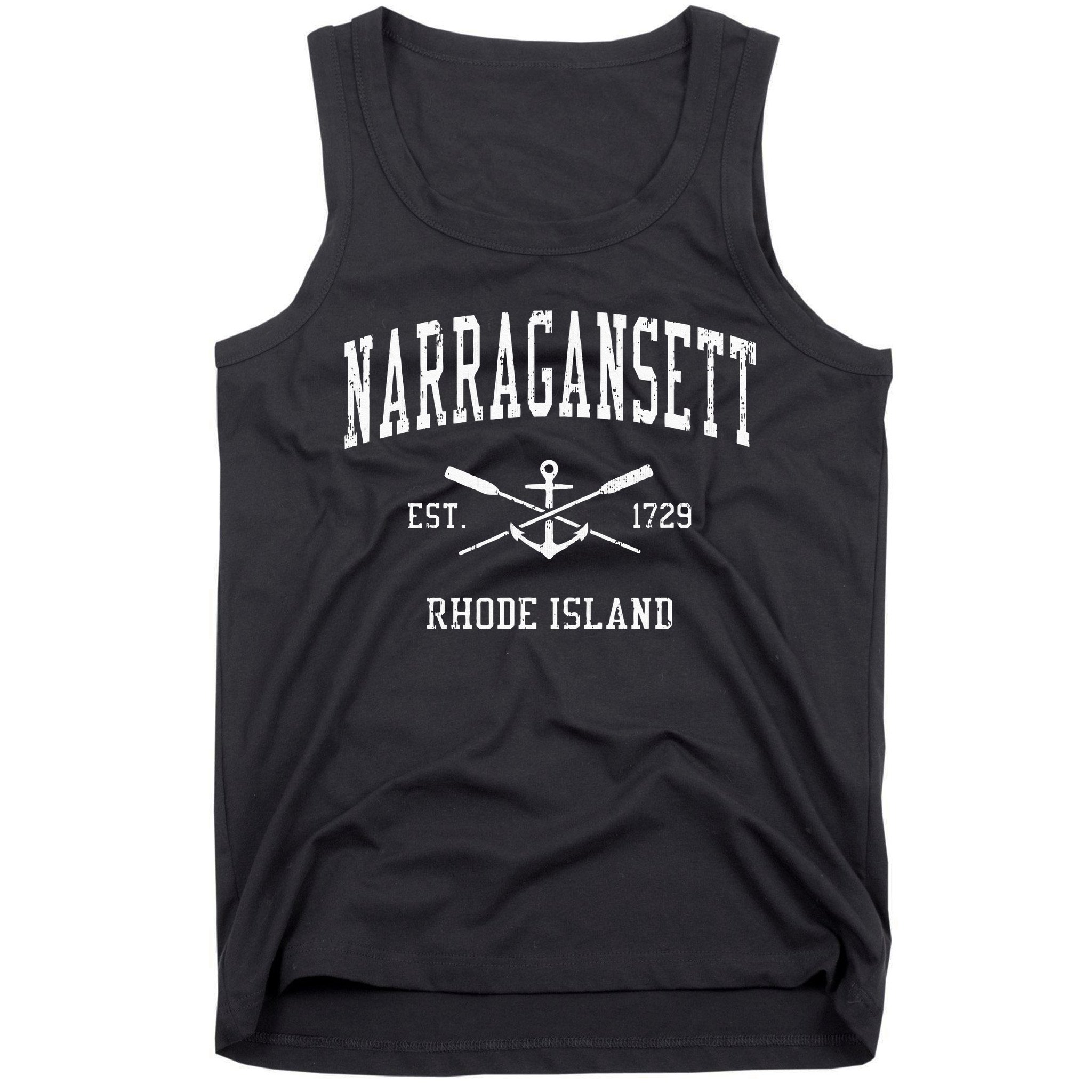 Narragansett RI Vintage Crossed Oars & Boat Anchor Sports Tank Top