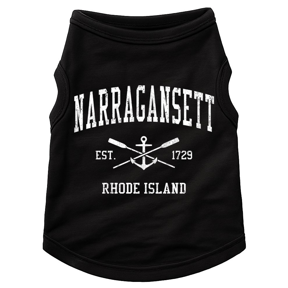 Narragansett Ri Vintage Crossed Oars And Boat Anchor Sports Gift Doggie Tank