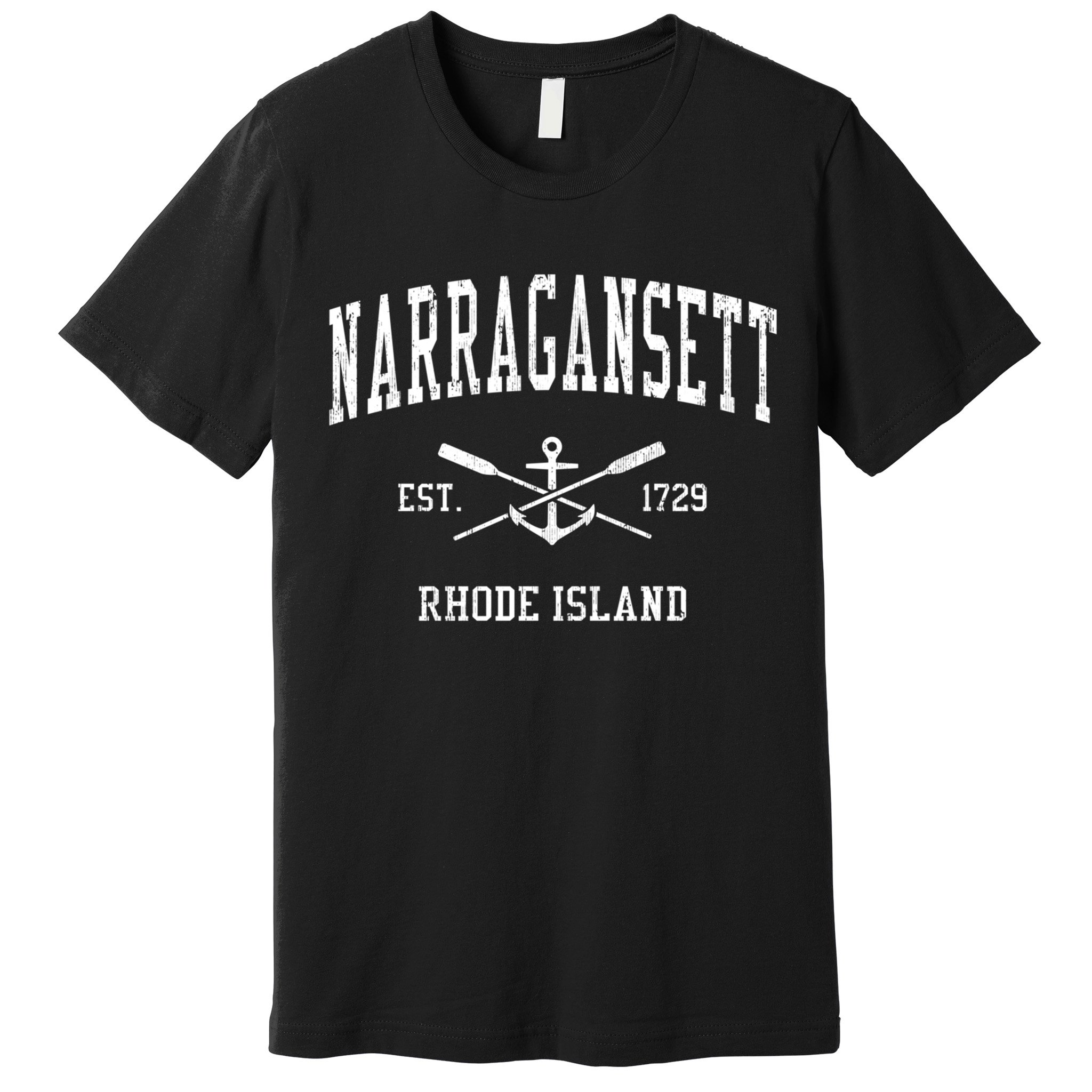Narragansett Ri Vintage Crossed Oars And Boat Anchor Sports Gift Premium T-Shirt