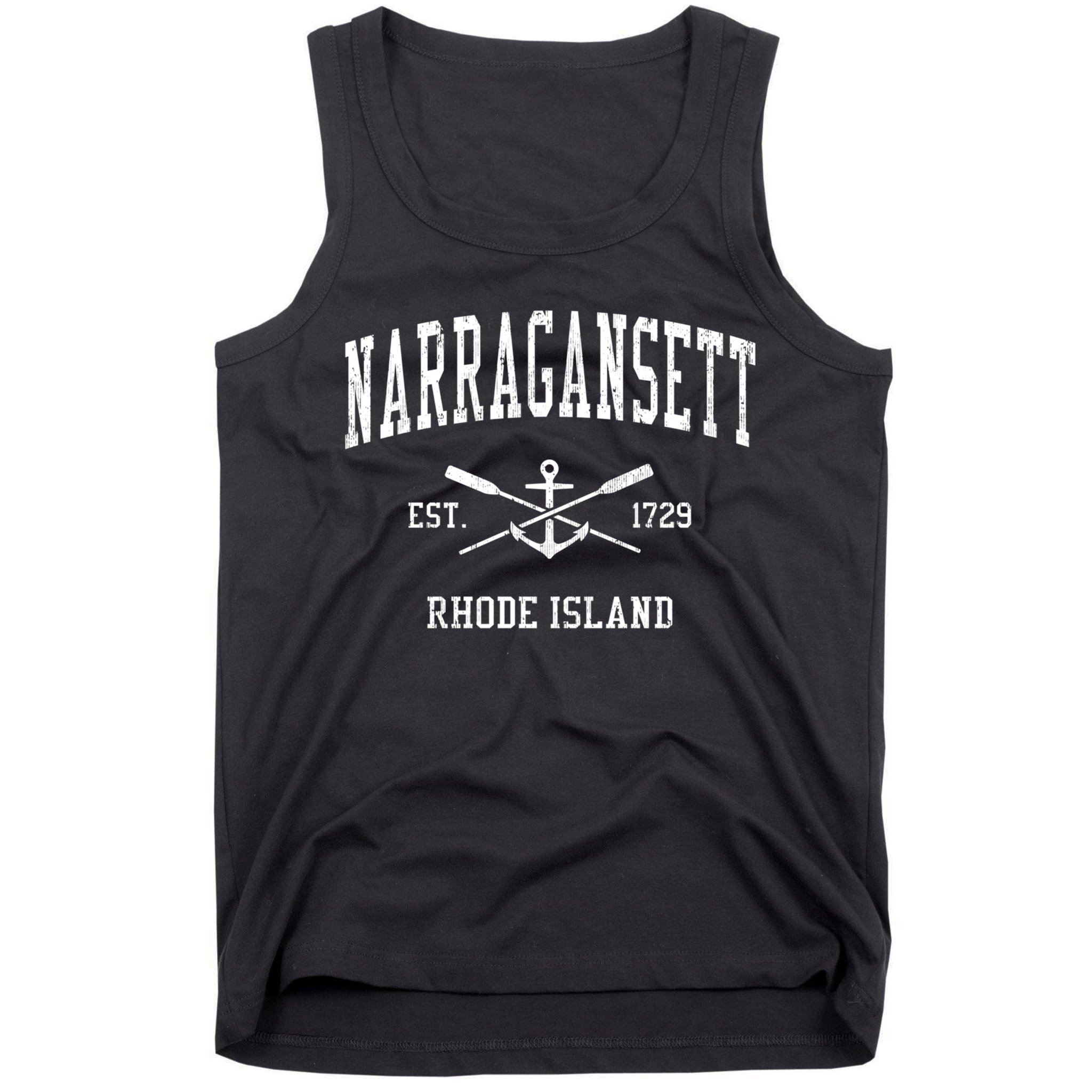 Narragansett Ri Vintage Crossed Oars And Boat Anchor Sports Gift Tank Top
