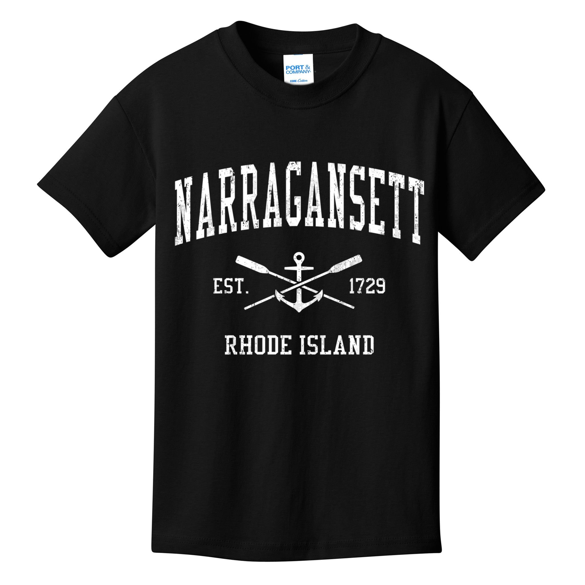Narragansett Ri Vintage Crossed Oars And Boat Anchor Sports Gift Kids T-Shirt