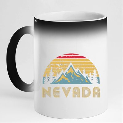 Nevada Retro Vintage Mountains Nature Hiking T 11oz Black Color Changing Mug