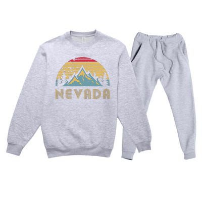 Nevada Retro Vintage Mountains Nature Hiking T Premium Crewneck Sweatsuit Set