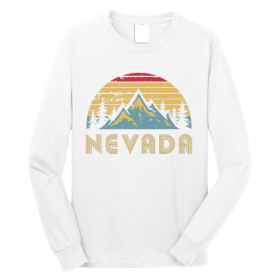 Nevada Retro Vintage Mountains Nature Hiking T Long Sleeve Shirt