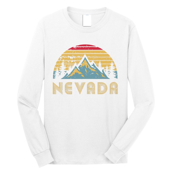 Nevada Retro Vintage Mountains Nature Hiking T Long Sleeve Shirt