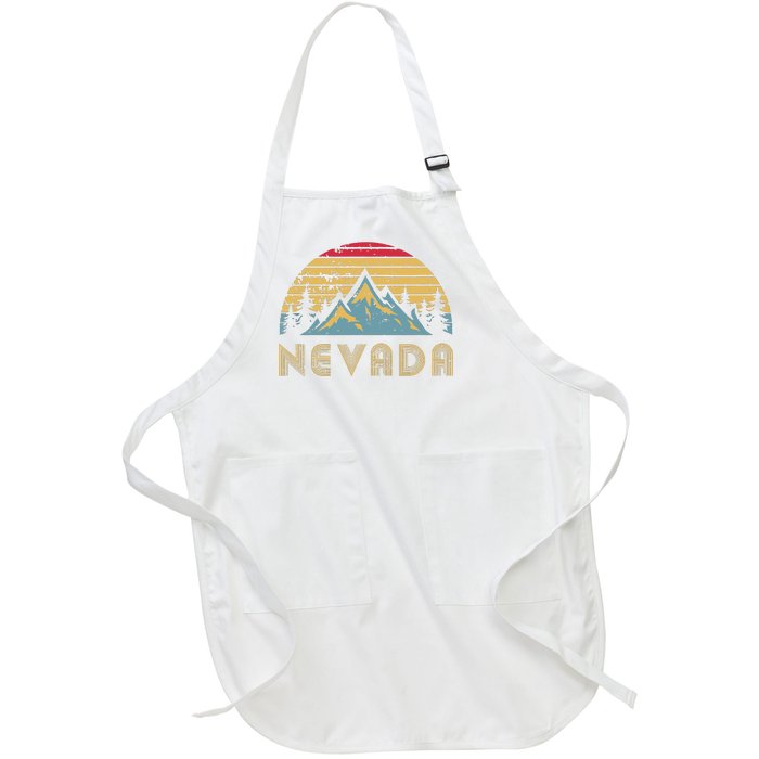 Nevada Retro Vintage Mountains Nature Hiking T Full-Length Apron With Pockets