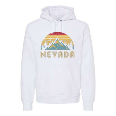 Nevada Retro Vintage Mountains Nature Hiking T Premium Hoodie