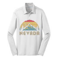 Nevada Retro Vintage Mountains Nature Hiking T Silk Touch Performance Long Sleeve Polo