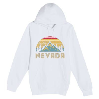 Nevada Retro Vintage Mountains Nature Hiking T Premium Pullover Hoodie