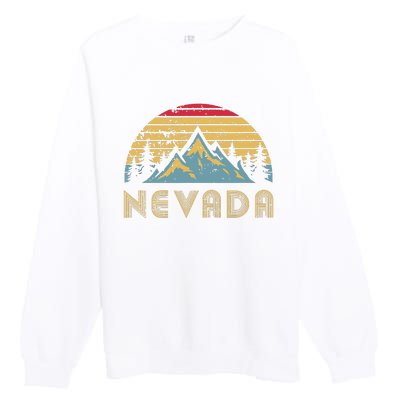 Nevada Retro Vintage Mountains Nature Hiking T Premium Crewneck Sweatshirt