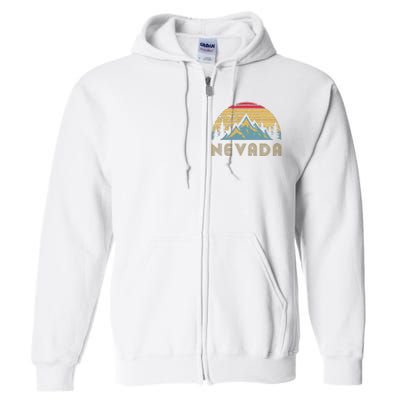 Nevada Retro Vintage Mountains Nature Hiking T Full Zip Hoodie