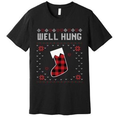 Nice Rack Well Hung Ugly Sweater Fun Couples Christmas Premium T-Shirt