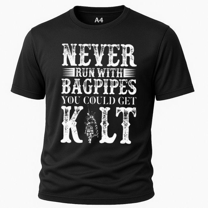 Never Run With Bagpipes You Could Kilt Bagpipe Players Cooling Performance Crew T-Shirt