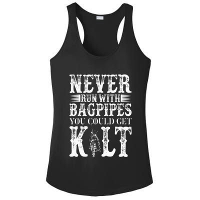 Never Run With Bagpipes You Could Kilt Bagpipe Players Ladies PosiCharge Competitor Racerback Tank
