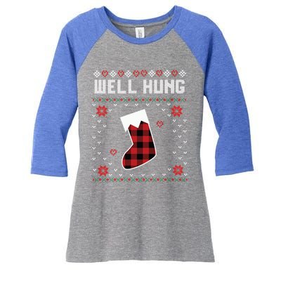 Nice Rack Well Hung Ugly Sweater Fun Couples Christmas Gift Women's Tri-Blend 3/4-Sleeve Raglan Shirt