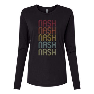 Nash Retro Wordmark Pattern Vintage Personalized 70s Womens Cotton Relaxed Long Sleeve T-Shirt