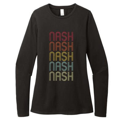 Nash Retro Wordmark Pattern Vintage Personalized 70s Womens CVC Long Sleeve Shirt