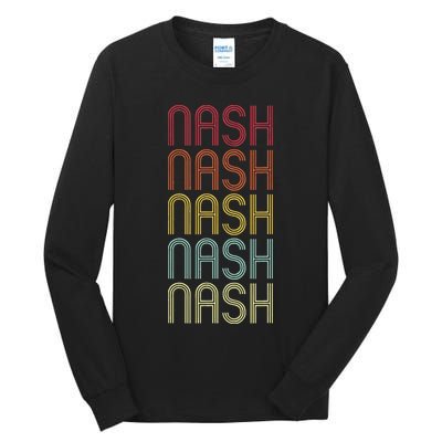 Nash Retro Wordmark Pattern Vintage Personalized 70s Tall Long Sleeve T-Shirt