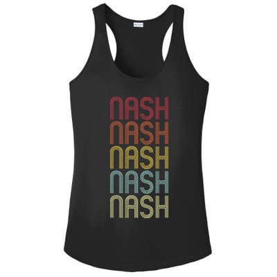 Nash Retro Wordmark Pattern Vintage Personalized 70s Ladies PosiCharge Competitor Racerback Tank