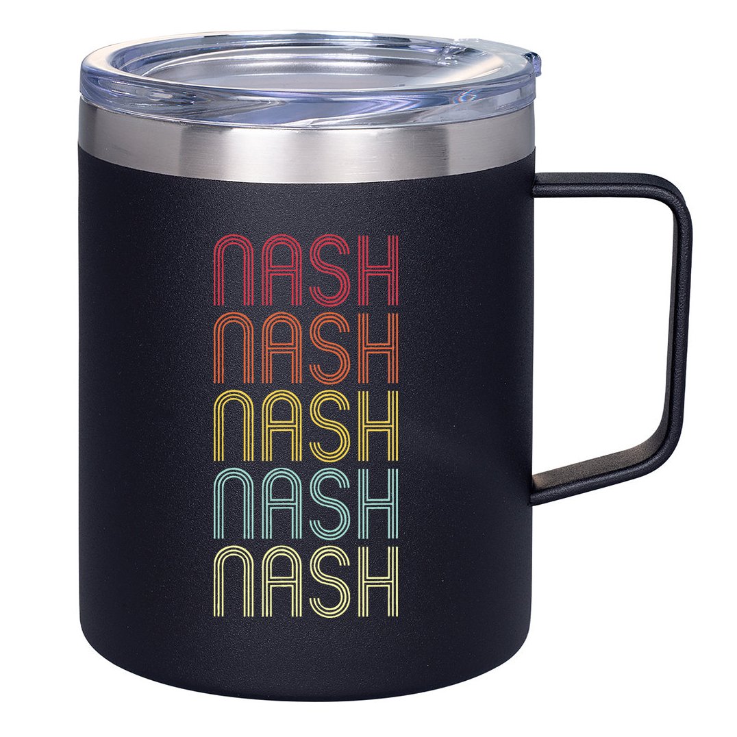 Nash Retro Wordmark Pattern Vintage Personalized 70s 12oz Stainless Steel Coffee Mug