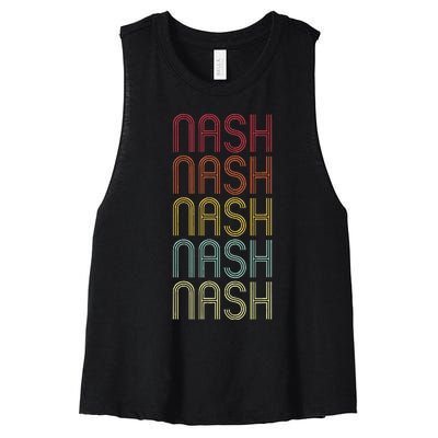 Nash Retro Wordmark Pattern Vintage Personalized 70s Women's Racerback Cropped Tank