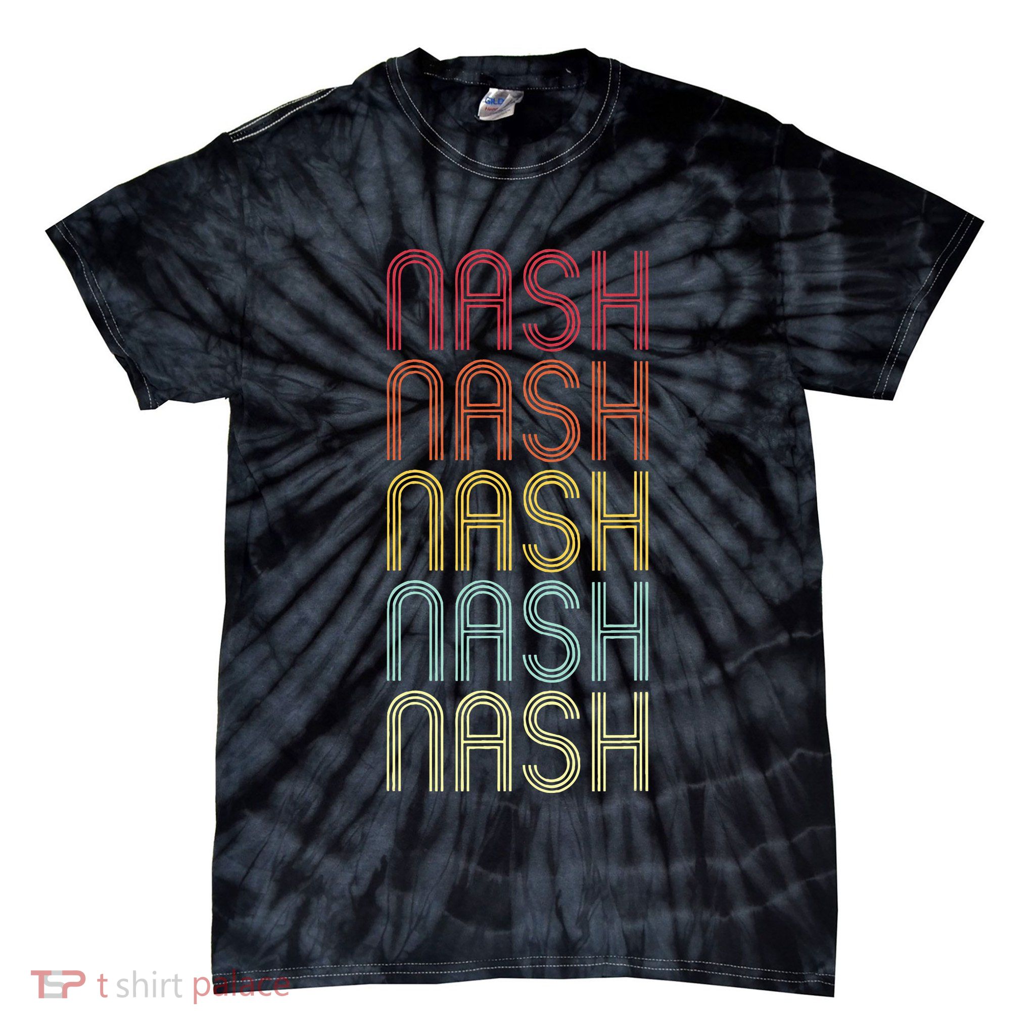 Nash Retro Wordmark Pattern Vintage Personalized 70s Tie-Dye T-Shirt