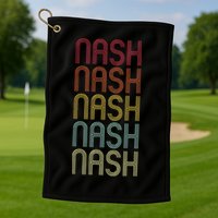 Nash Retro Wordmark Pattern Vintage Personalized 70s Golf Towel