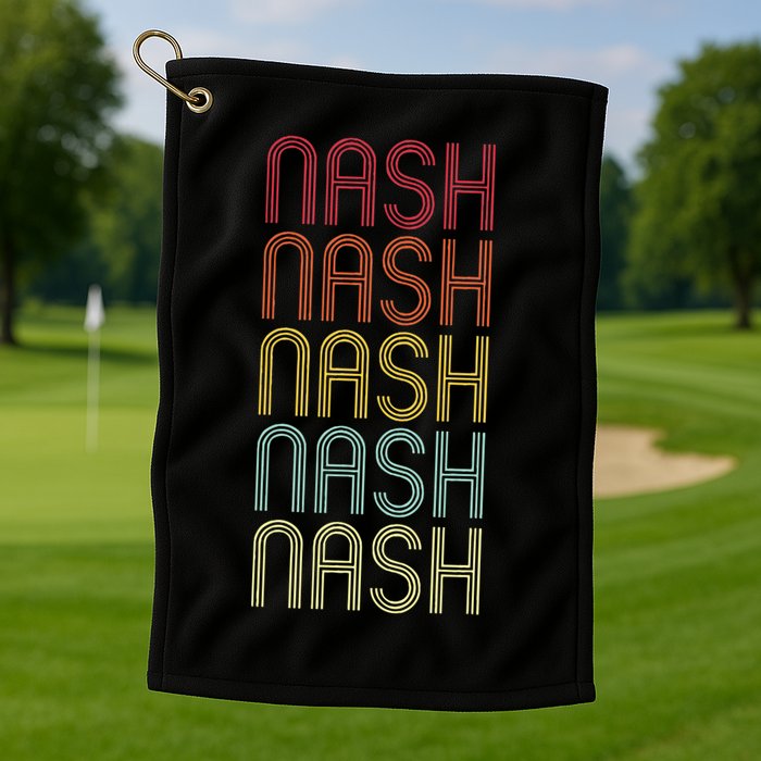 Nash Retro Wordmark Pattern Vintage Personalized 70s Golf Towel