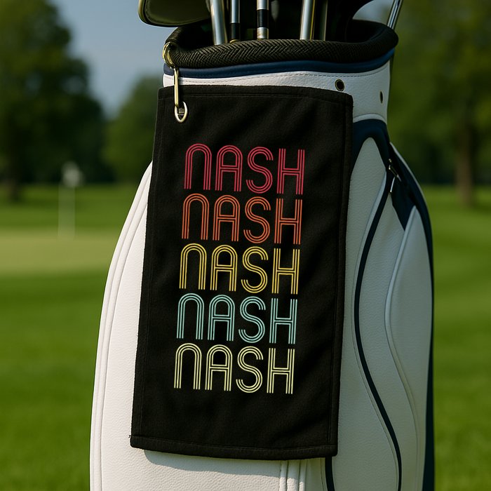 Nash Retro Wordmark Pattern Vintage Personalized 70s Golf Towel