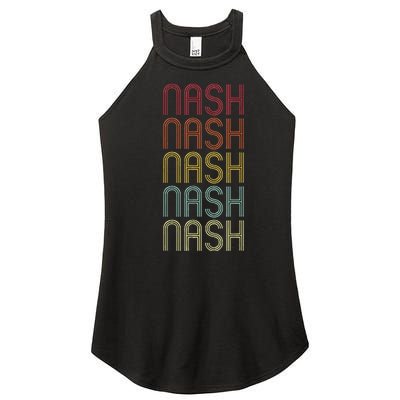 Nash Retro Wordmark Pattern Vintage Personalized 70s Women’s Perfect Tri Rocker Tank