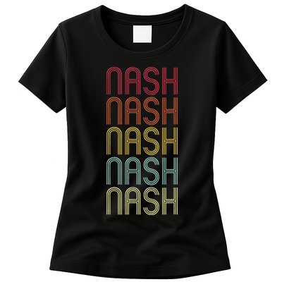 Nash Retro Wordmark Pattern Vintage Personalized 70s Womens T-Shirt