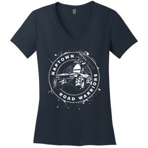 Naptown Road Warriors Penguin Mascot Women's V-Neck T-Shirt