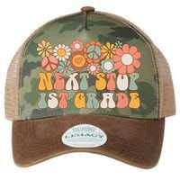 Next Stop 1st Grade Hello School Groovy Back To School Legacy Tie Dye Trucker Hat
