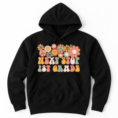 Next Stop 1st Grade Hello School Groovy Back To School Hoodie