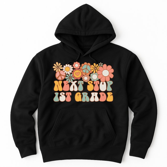 Next Stop 1st Grade Hello School Groovy Back To School Hoodie