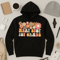 Next Stop 1st Grade Hello School Groovy Back To School Hoodie
