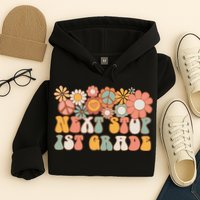 Next Stop 1st Grade Hello School Groovy Back To School Hoodie