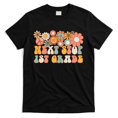 Next Stop 1st Grade Hello School Groovy Back To School T-Shirt