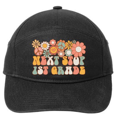 Next Stop 1st Grade Hello School Groovy Back To School 7-Panel Snapback Hat