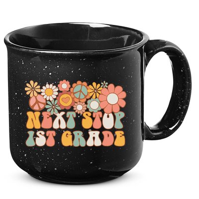 Next Stop 1st Grade Hello School Groovy Back To School 15oz Campfire Ceramic Mug