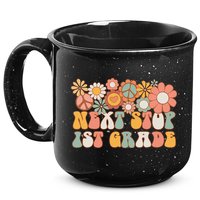 Next Stop 1st Grade Hello School Groovy Back To School 15oz Campfire Ceramic Mug