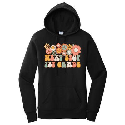 Next Stop 1st Grade Hello School Groovy Back To School Women's Pullover Hoodie