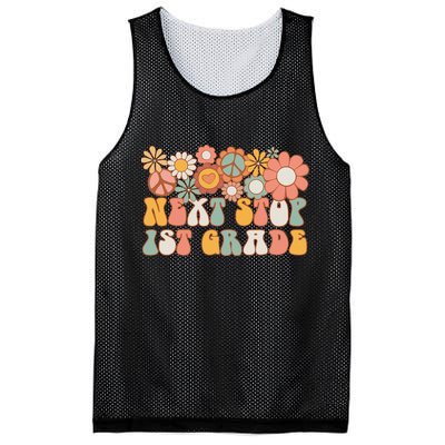Next Stop 1st Grade Hello School Groovy Back To School Mesh Reversible Basketball Jersey Tank