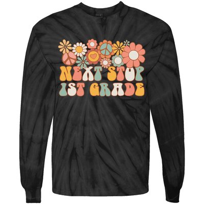 Next Stop 1st Grade Hello School Groovy Back To School Tie-Dye Long Sleeve Shirt