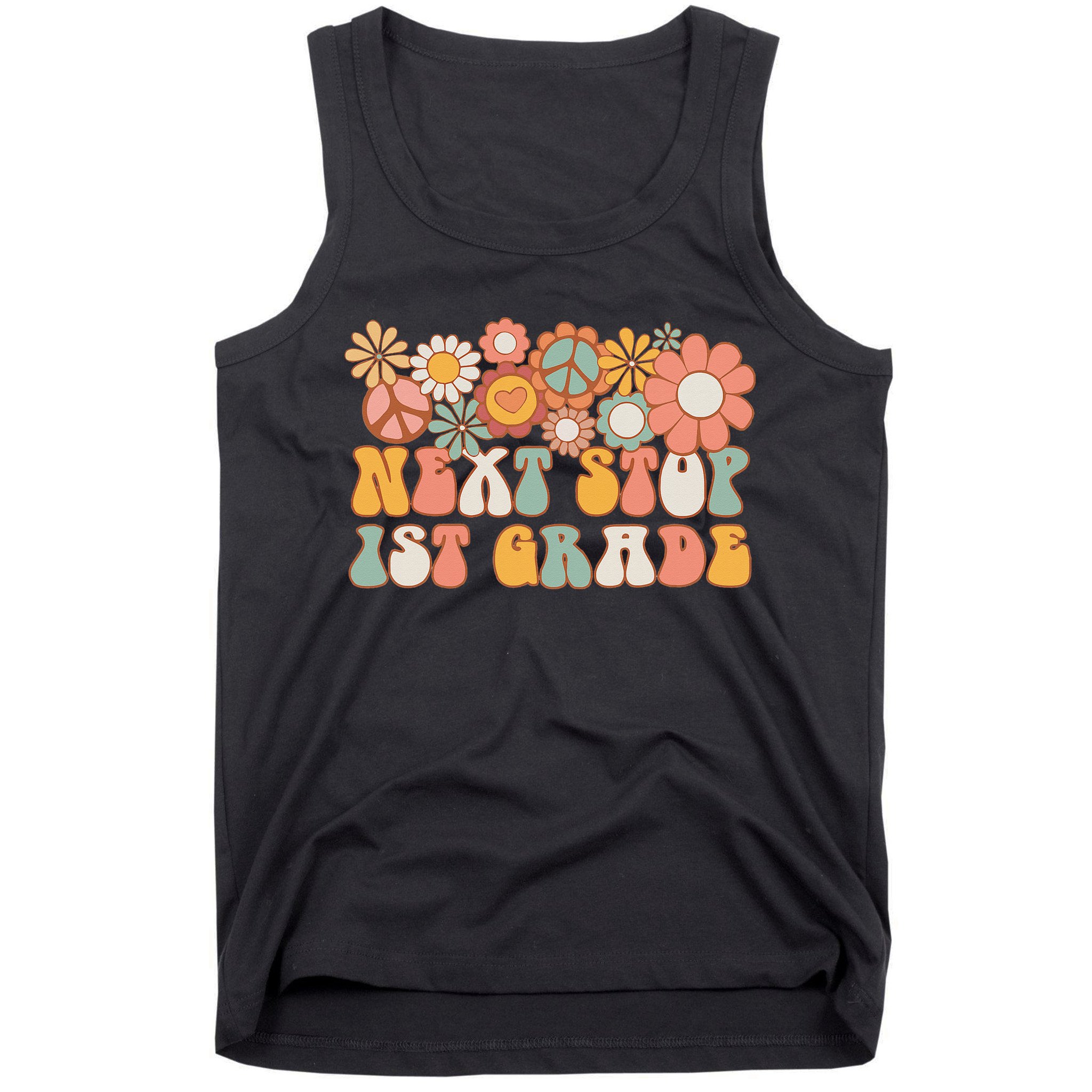 Next Stop 1st Grade Hello School Groovy Back To School Tank Top